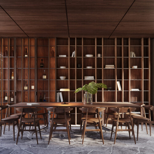 Remodelación Local gastronómico en CABA bistró tipo bodegón. Materiales de madera, acero inoxidable y piedra natural. Salón con cava de vinos.